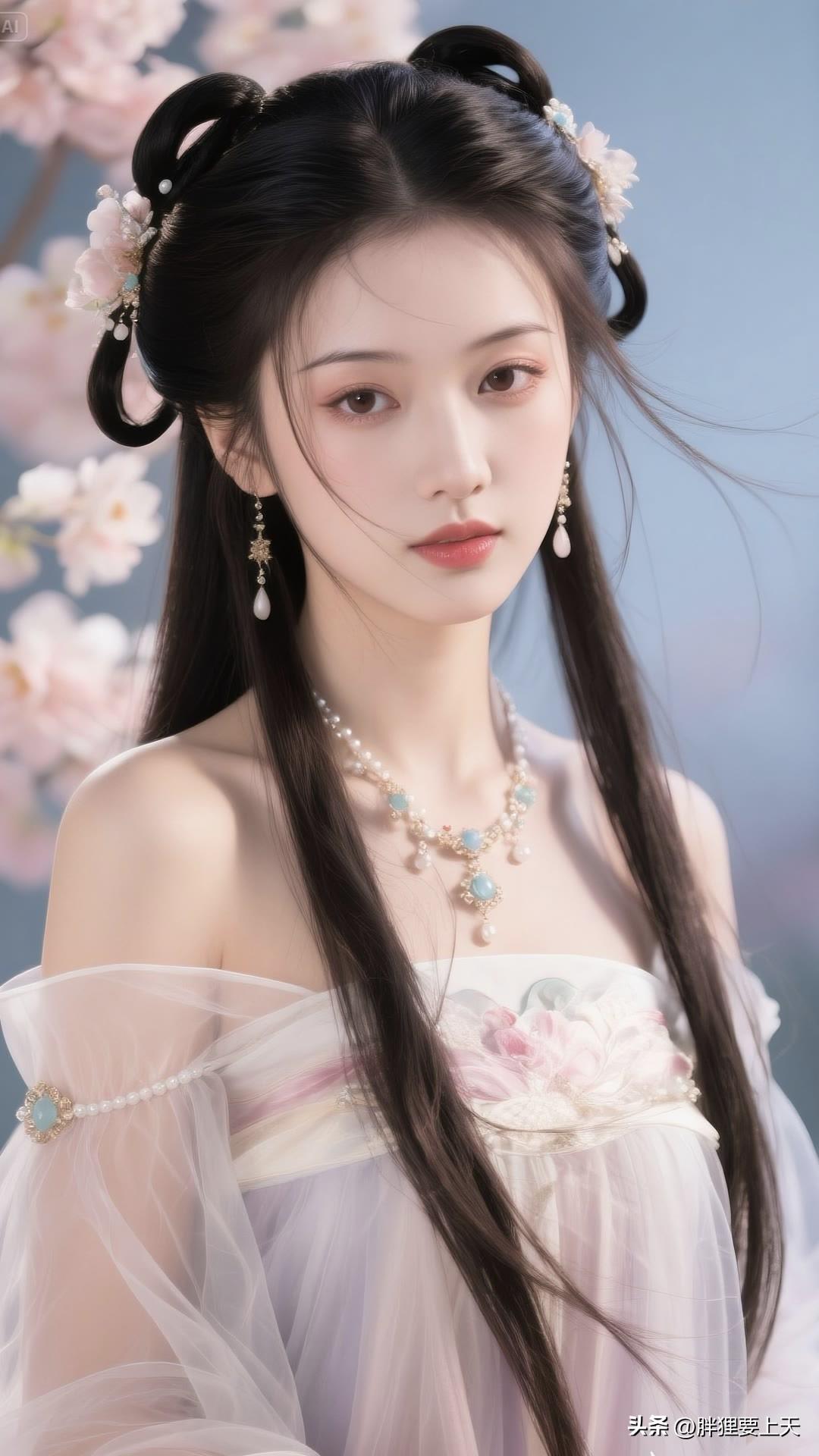  月下霓裳轻舞，眉如远黛含烟。美女人像群 高清美女 古风