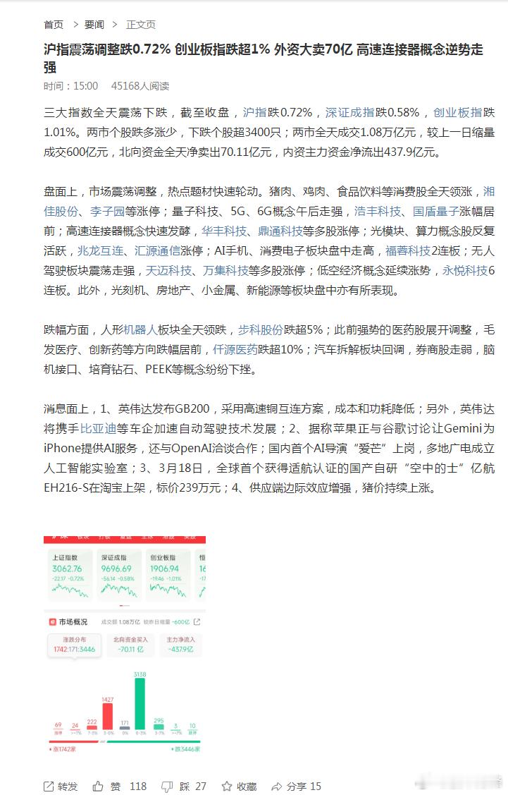 英伟达的发布会开完了，AI高位股短线有了“见光死”的理由！游资高低切换，暂时选择