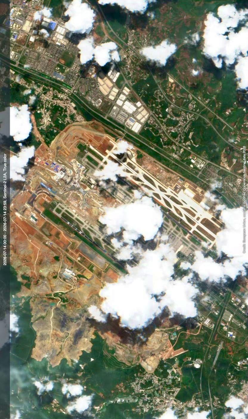 昆阳长水机场最近高清卫星图（7.14）