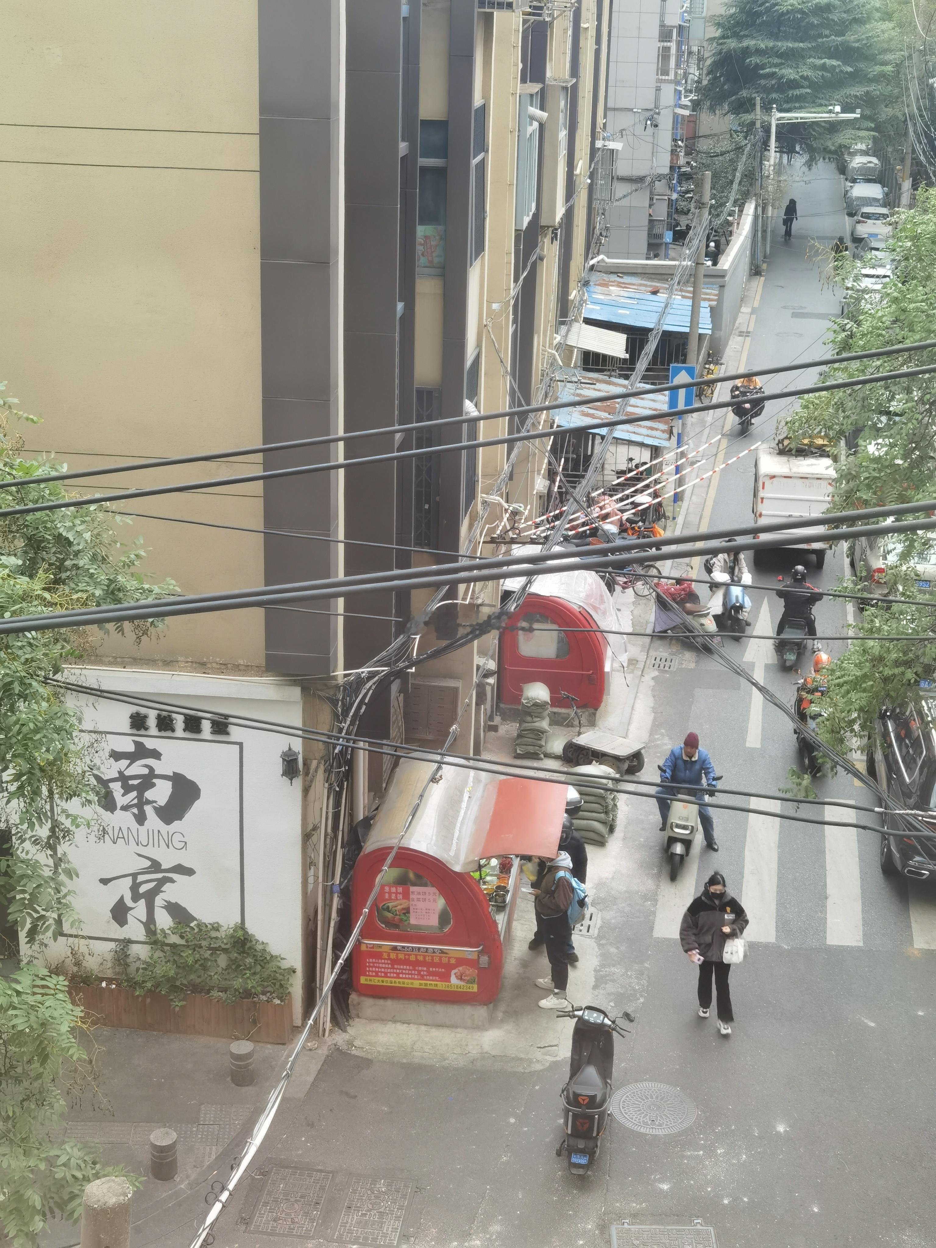 寒潮下的南京街头一瞥。 