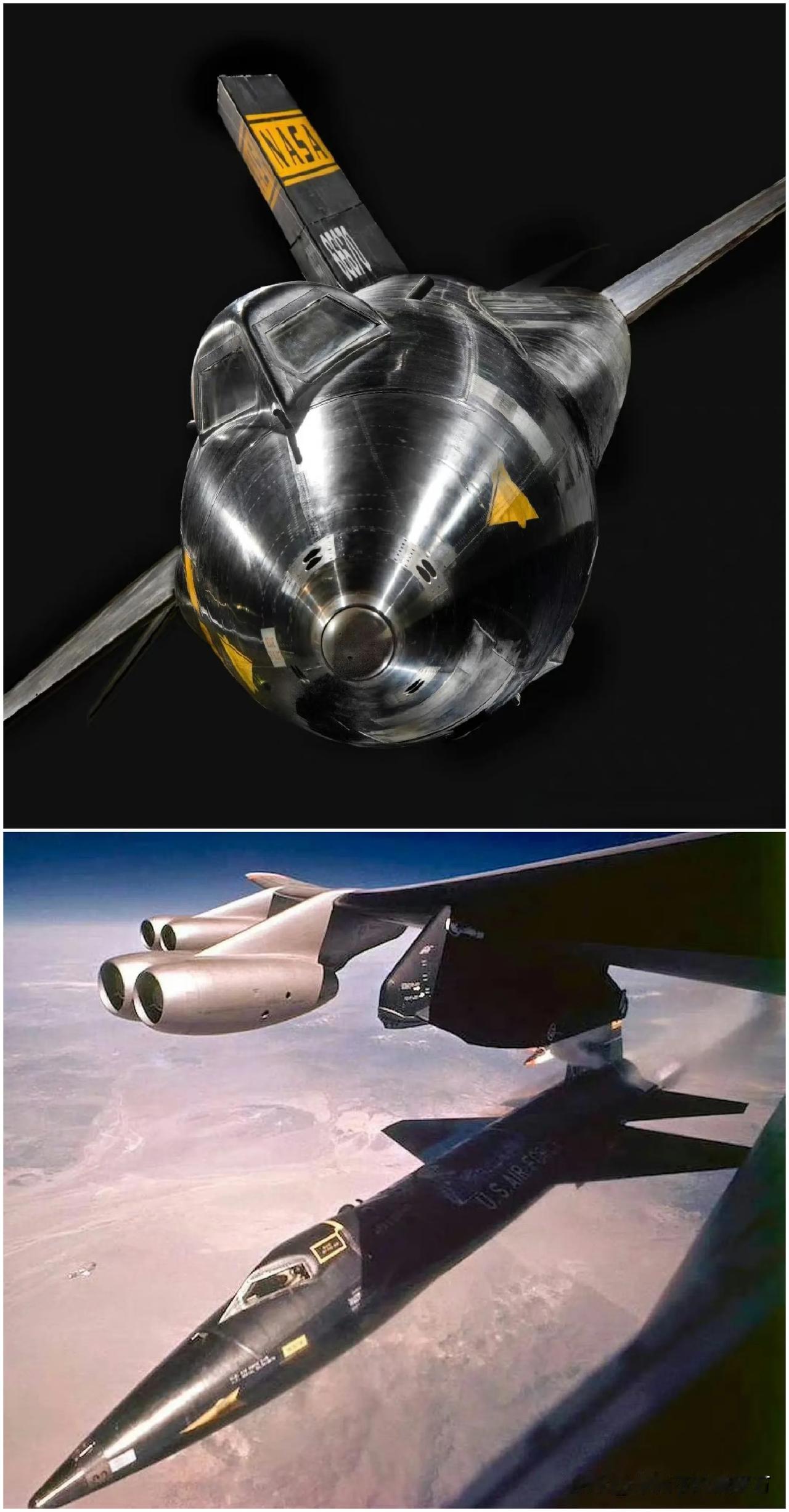 B-52轰炸机投放X-15火箭动力验证机。当年米帝真是财大气粗啊，可以支撑多种验