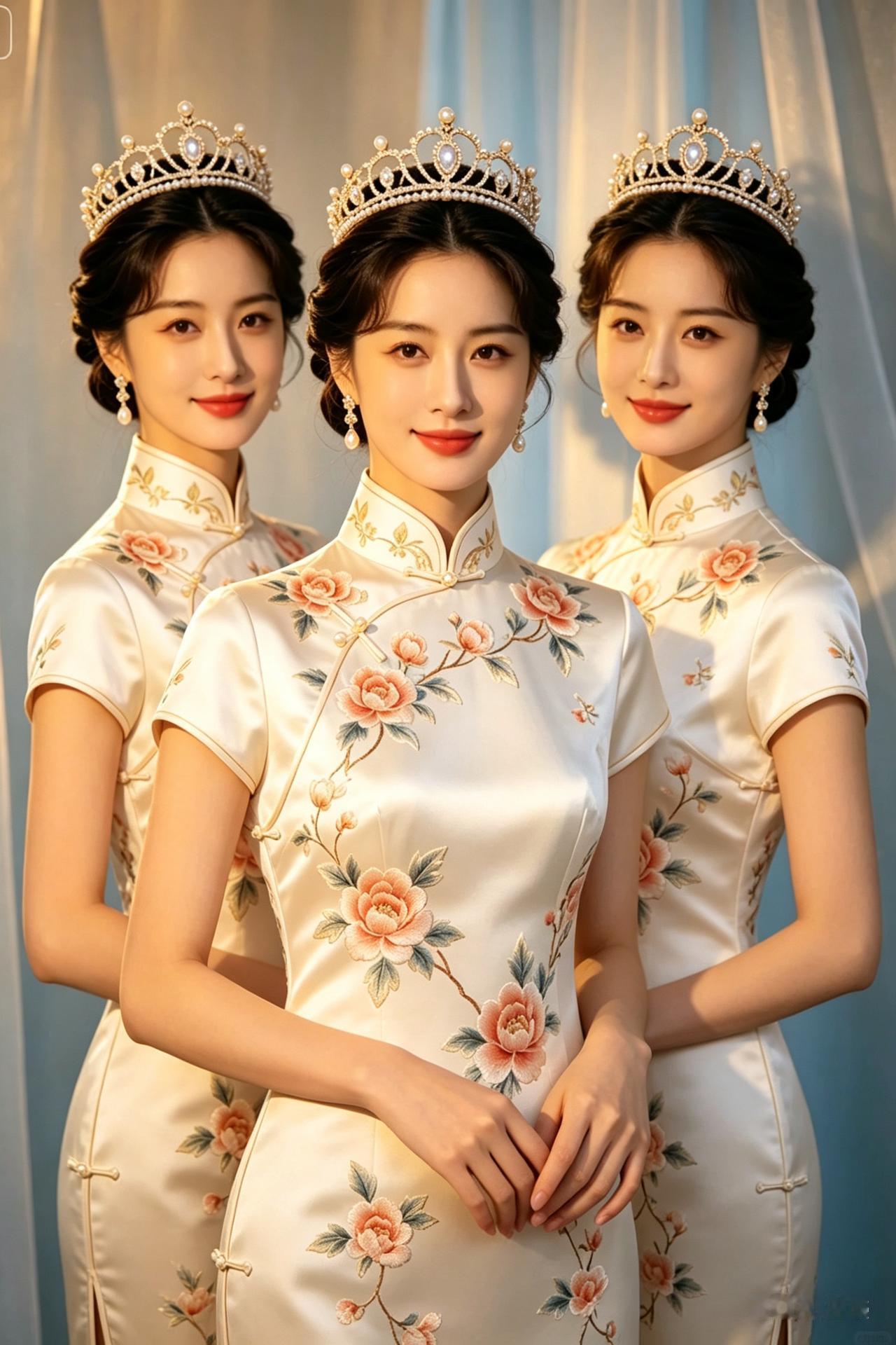 三姐妹中间一位凸显最美不？