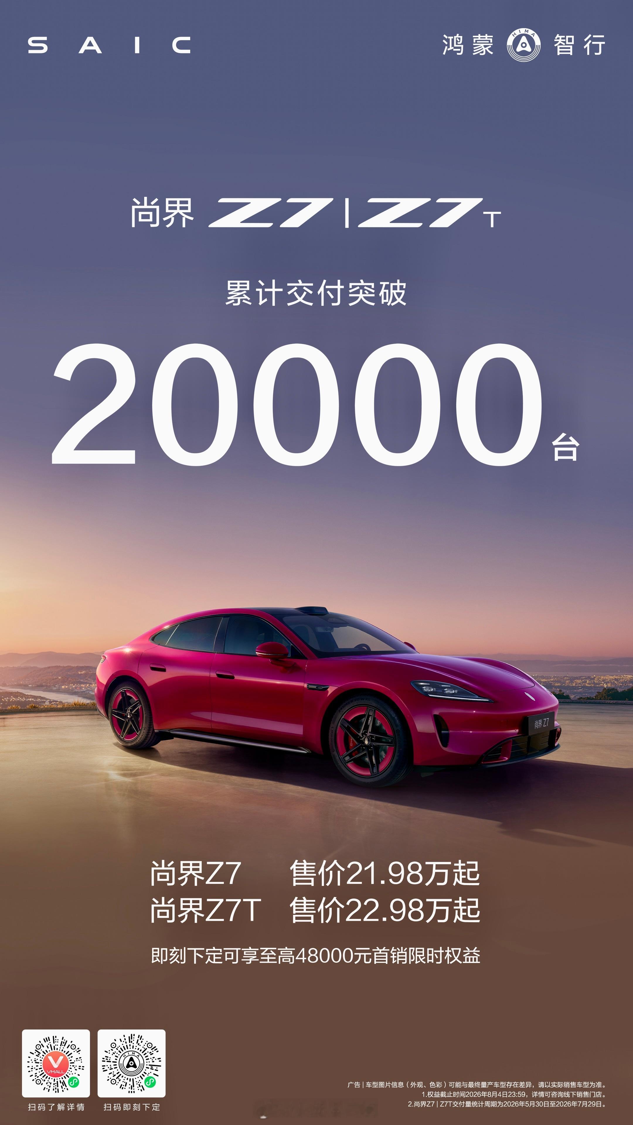 尚界Z7尚界Z7T 尚界 Z7/Z7T累计交付突破20000台，尚界这波“交付加