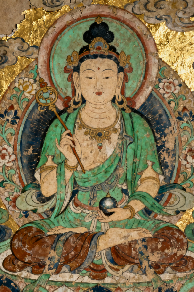 仰仗文殊菩萨威德，愿破除心中执念迷障。盼心明如镜、不染尘嚣，思路开阔无阻滞，言行