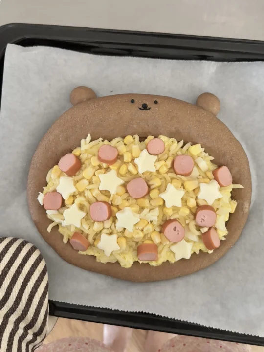 日烧熊蛋黄酱芝士火腿披萨🍕