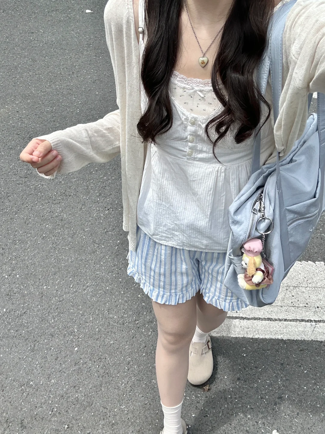 Bm Tiffany Cotton tank搭条纹短裤好甜！！