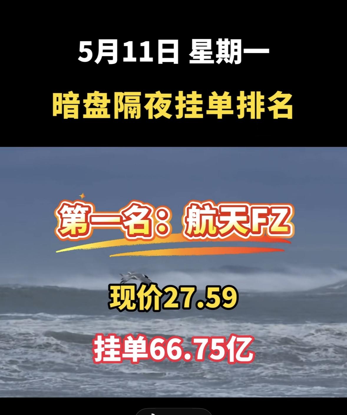 5月11日周一暗盘隔夜挂单排行榜揭晓

5月11日的股市有点热闹，大唐发电那可是