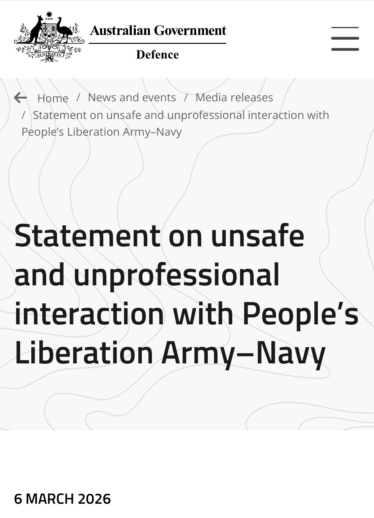 澳大利亚国防部控诉称，在黄海活动的澳海军“图文巴”号护卫舰在执行对朝鲜制裁任务时