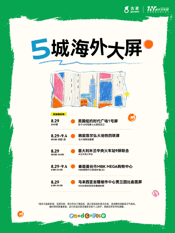 古茗多城点亮时团大屏 古茗这波排面冲出亚洲了。还有纽约时代广场等海外5城核心大屏