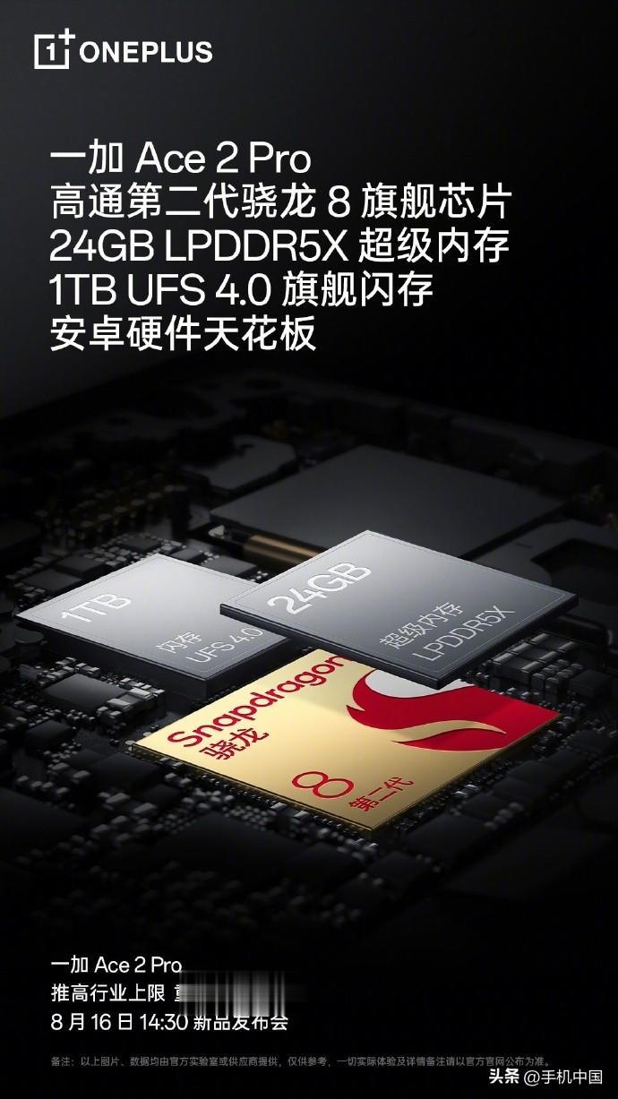 一加 Ace2 Pro最重磅的预热海报：骁龙8 Gen 2+ 24GB LPDD