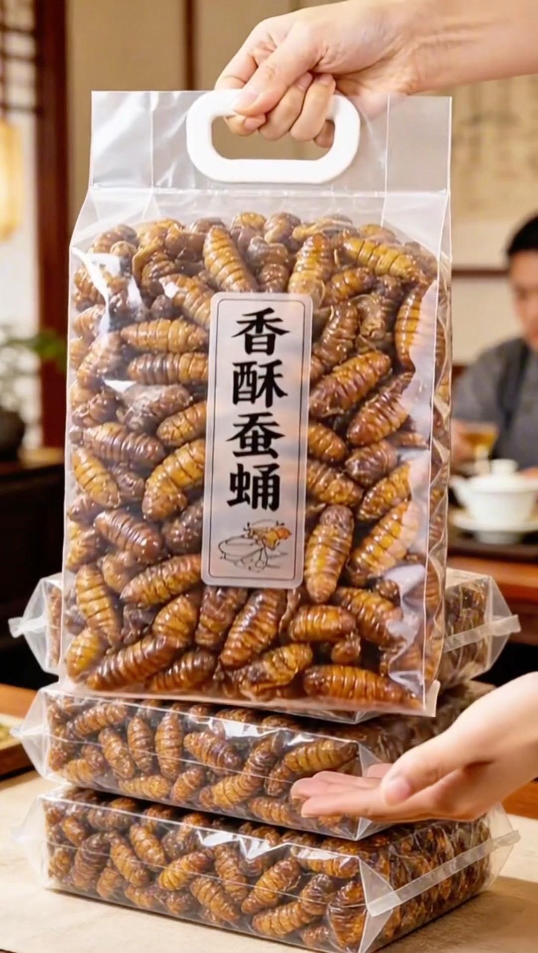 【到手一斤】开袋即食香酥蚕蛹 精选新鲜蚕蛹，采用传统工艺与现代技术结合...