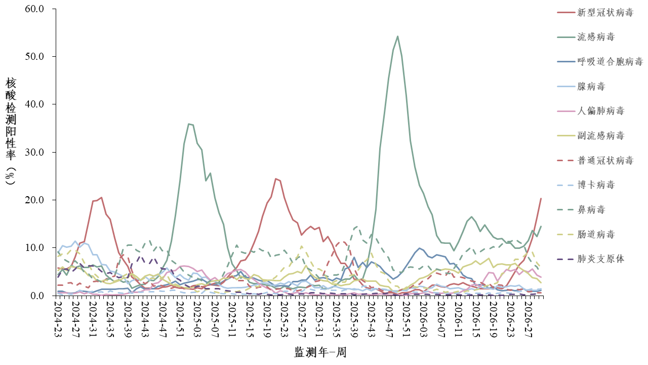 新冠阳性率呈上升趋势，南方省份显著高于北方省份