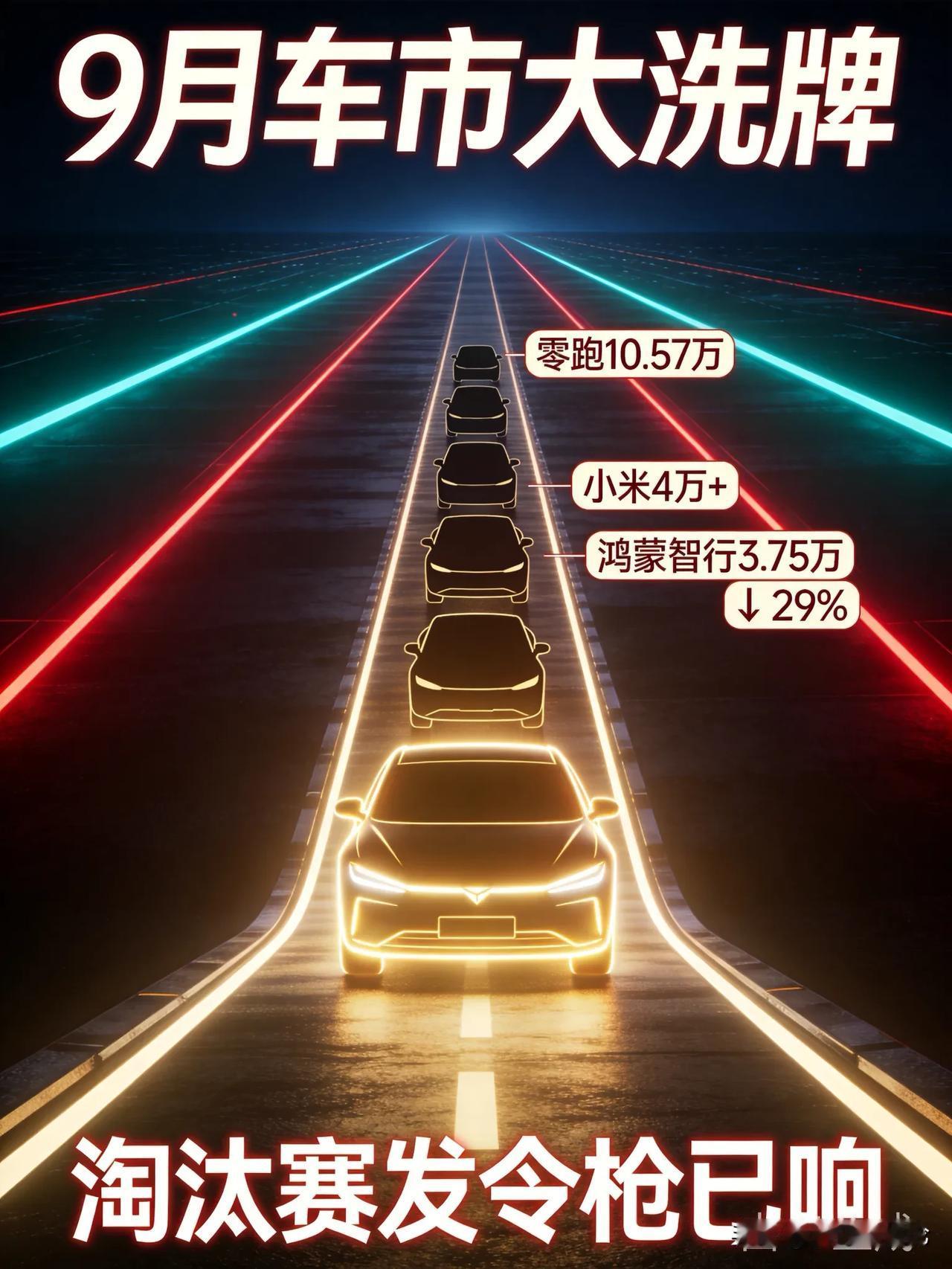 9月车市洗牌 零跑破10万 小米超鸿蒙

有人欢喜有人愁

9月交付数据一出，新