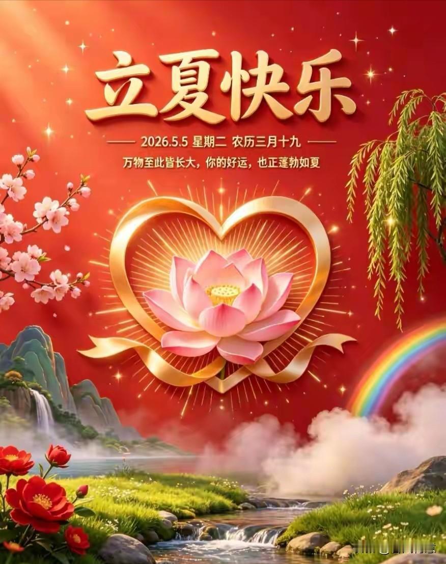 今天是2026年4月5日，农历三月十九日。
祝您立夏快乐，万物生长，好运如夏！