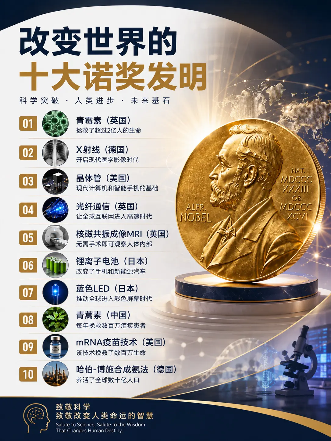 改变世界的十大诺奖发明。有些发明改变了一门学科，有些发明改变了一个产业...