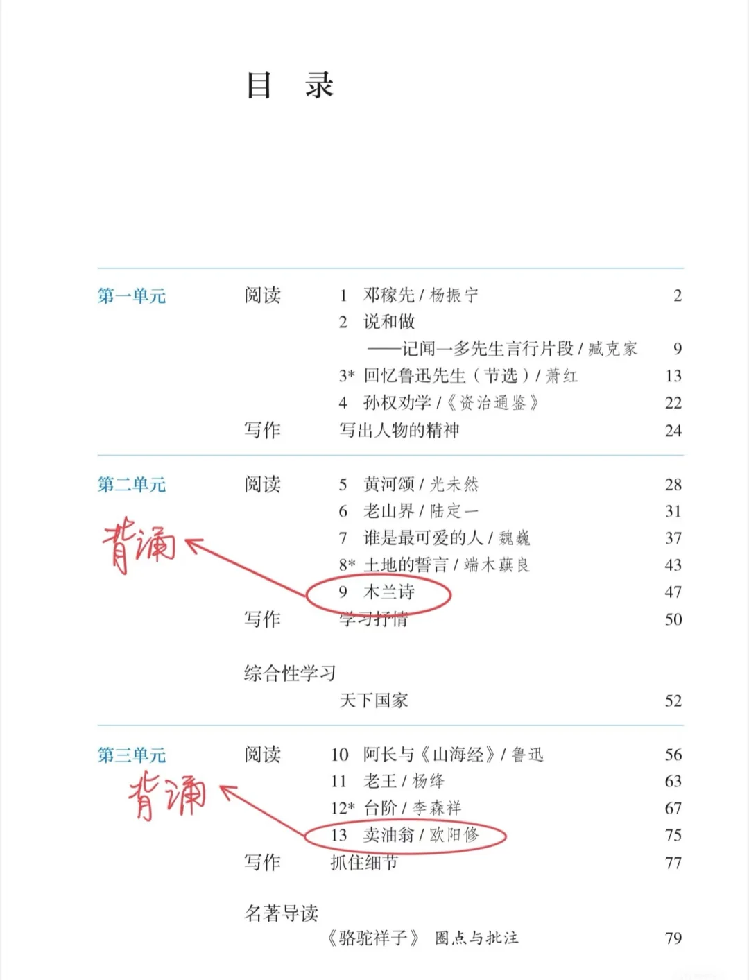 七年级下册必背课文‼️有它就够了