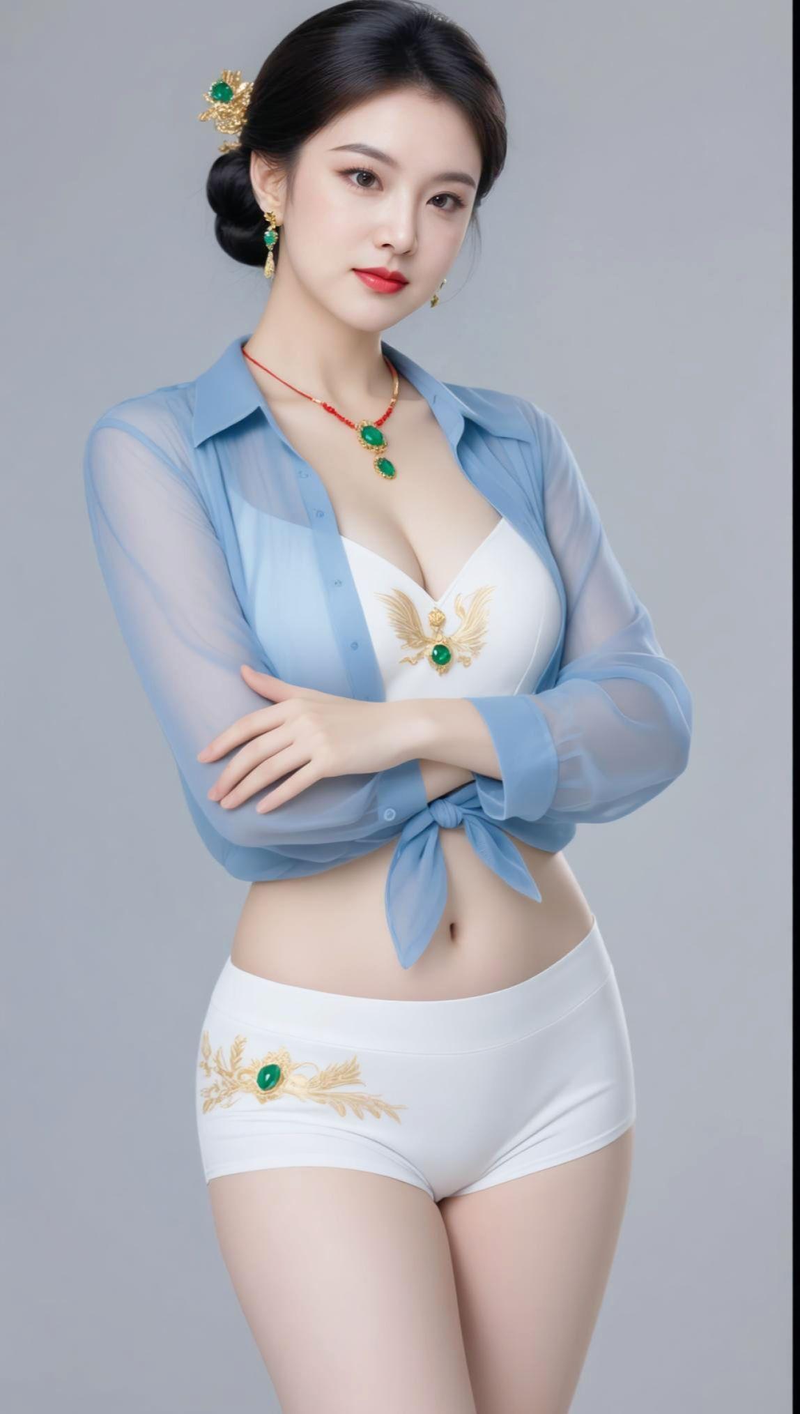 滇中小熬拍了套优雅古风写真，真的太绝了！
写真里我戴了红绿宝石项链，那红的似火、