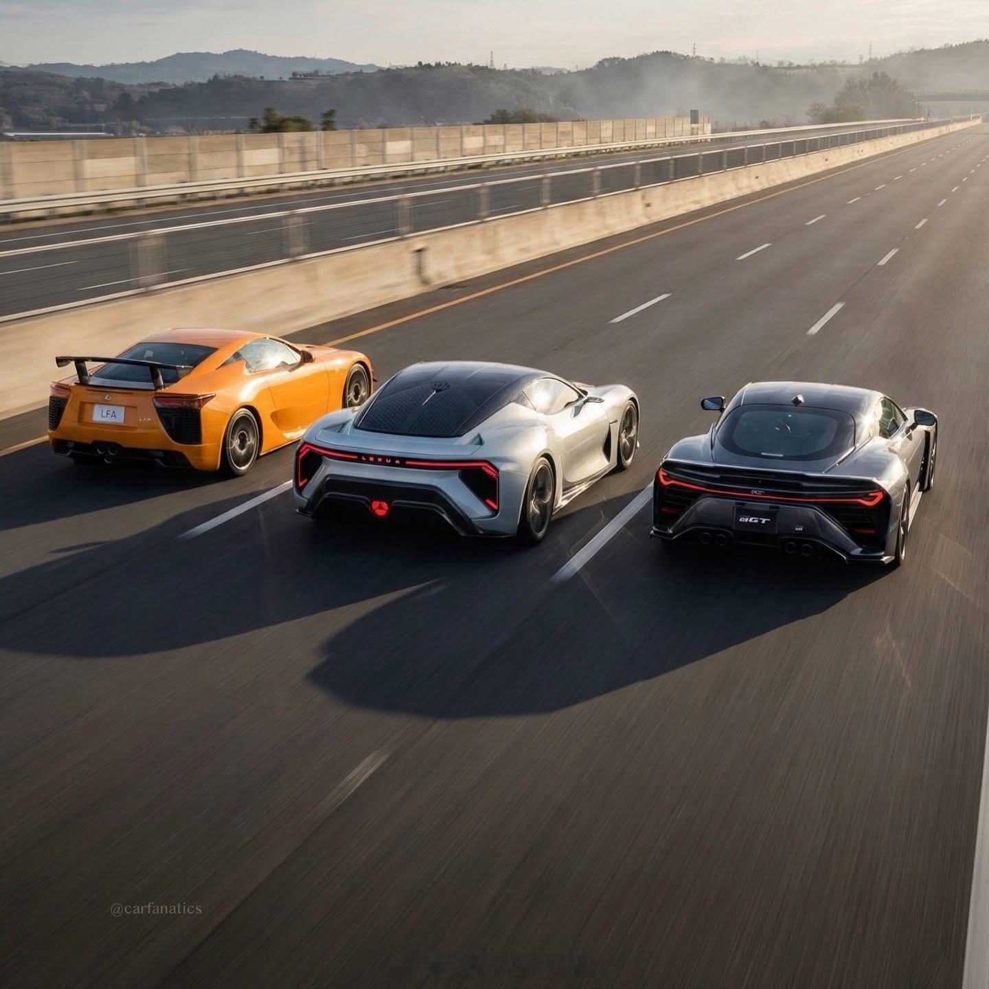 丰田三大超跑同框👽雷克萨斯LFA👽全新雷克萨斯概念纯电超跑👽丰田GR GT