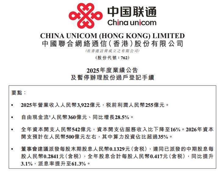 【董事长董昕：联通要健康地、鲜活地活着】 

昨日，中国联通发布2025年度业绩