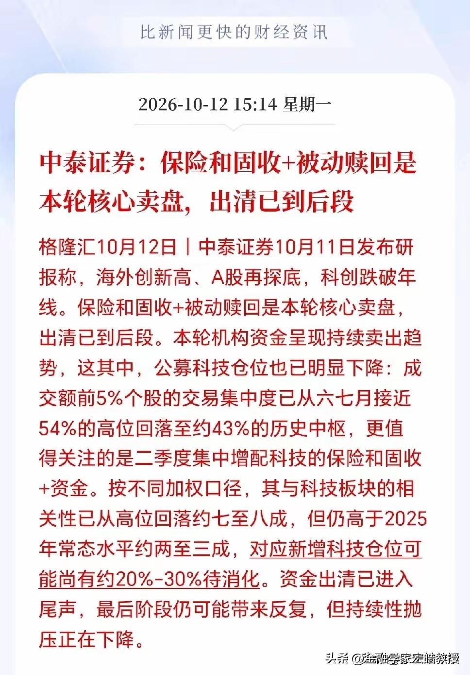 刚刚，中泰证券道出真相！本轮科技股大跌，真正卖盘浮出水面。
 
不少投资者心里充
