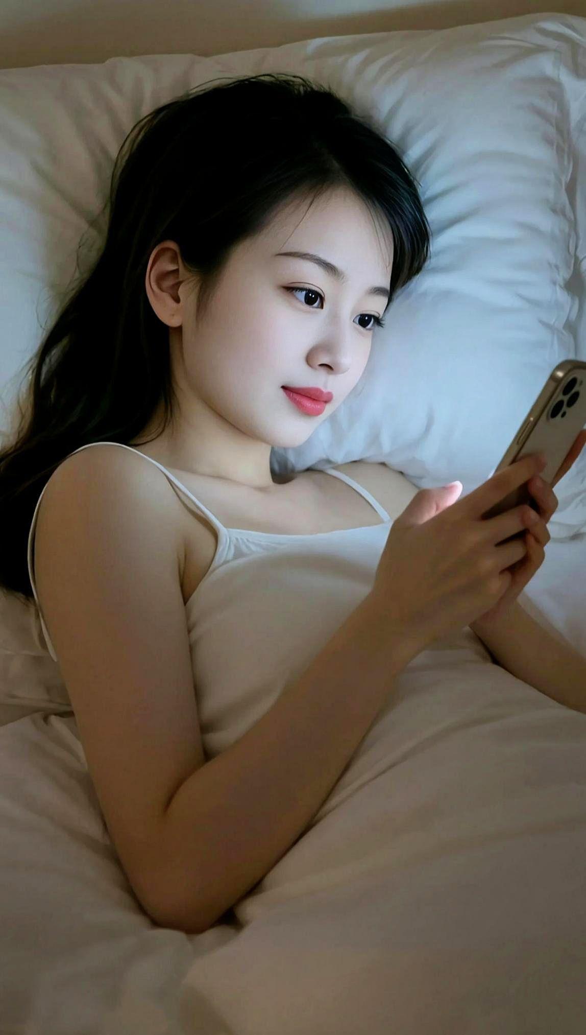 夜间躺卧照  少女写真 清纯甜美女孩 穿搭 颜值