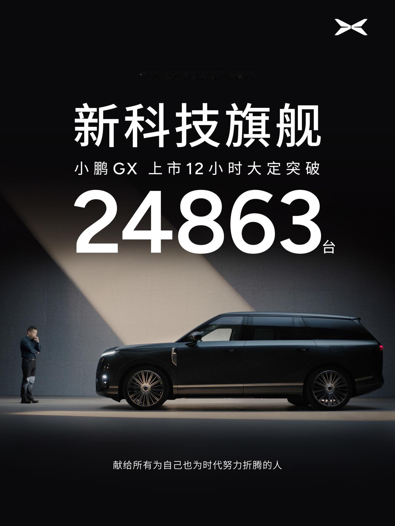 好家伙，小鹏GX的市场表现可以的，上市12小时大定突破了24863台。

昨晚公