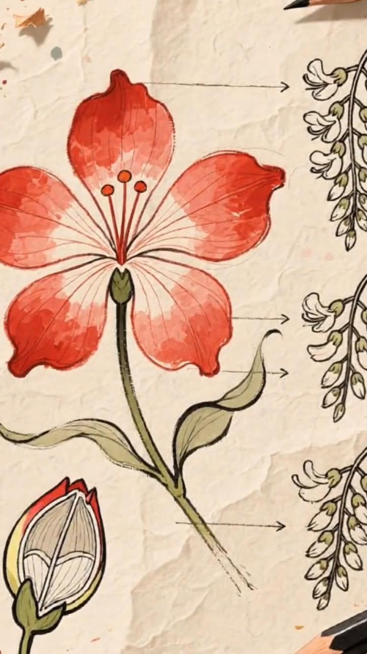 红槐花的玫红柔色、穗状花型、垂坠枝态，自带诗意与治愈感，适合走东方雅致加自然治愈