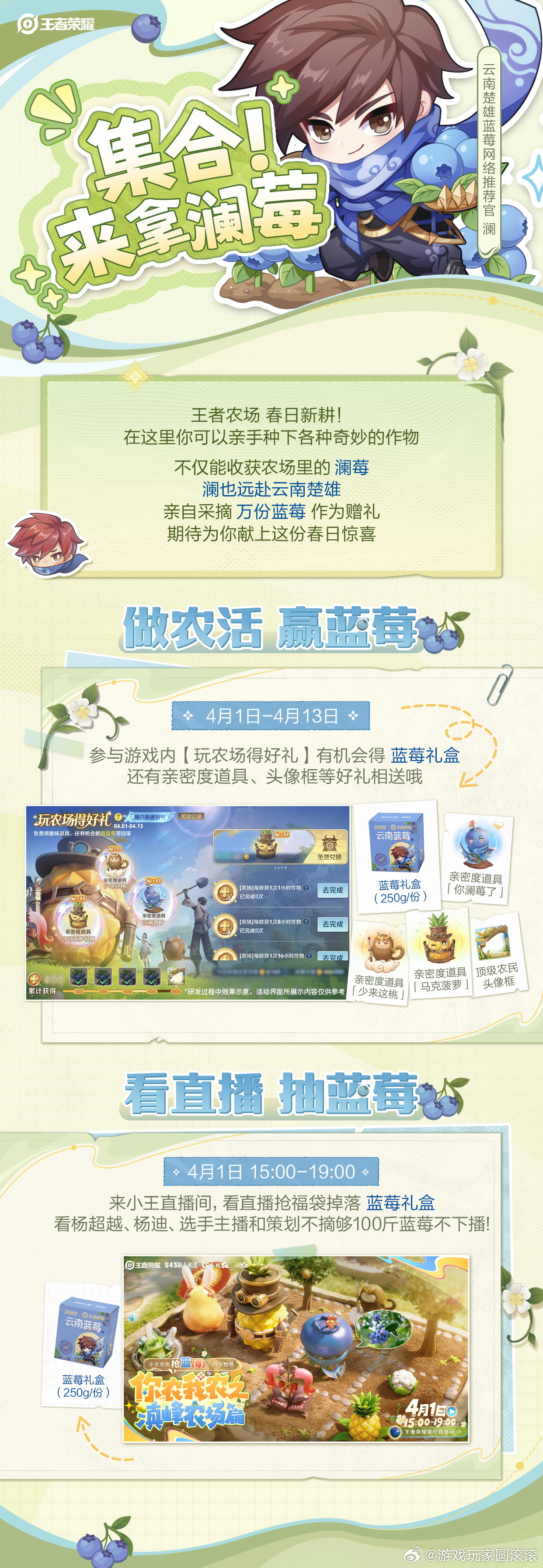 王者荣耀 镜 集合来拿澜莓玩王者农场拿云南蓝莓居然让我有动力来干农活了天呐，小王