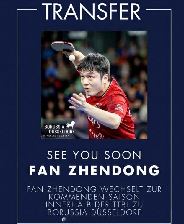 乒颜一 樊振东下赛季加盟杜塞尔多夫 TTBL及杜塞尔多夫俱乐部官方确认，樊振东下