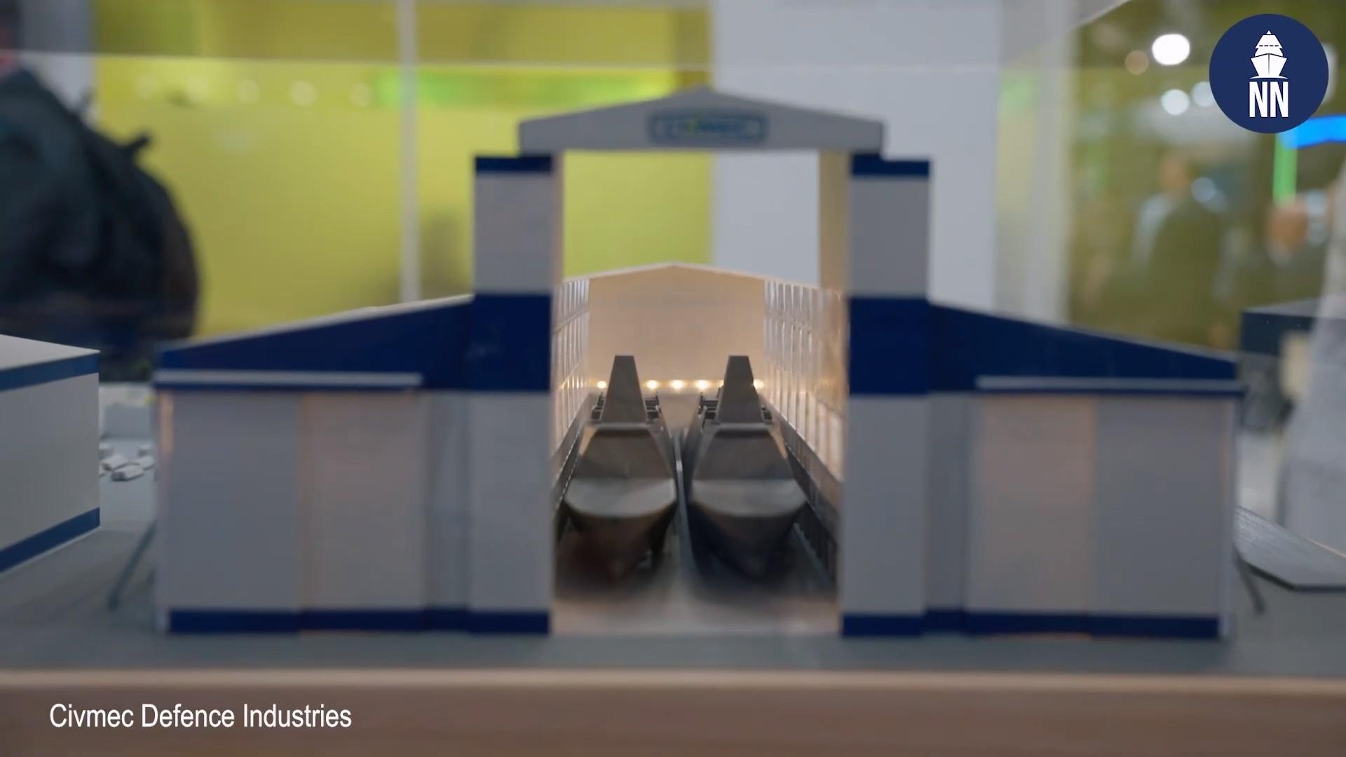 澳村Civmec公司在印太国际海事展展出了其造船厂模型，其中可见其船坞可容纳2艘