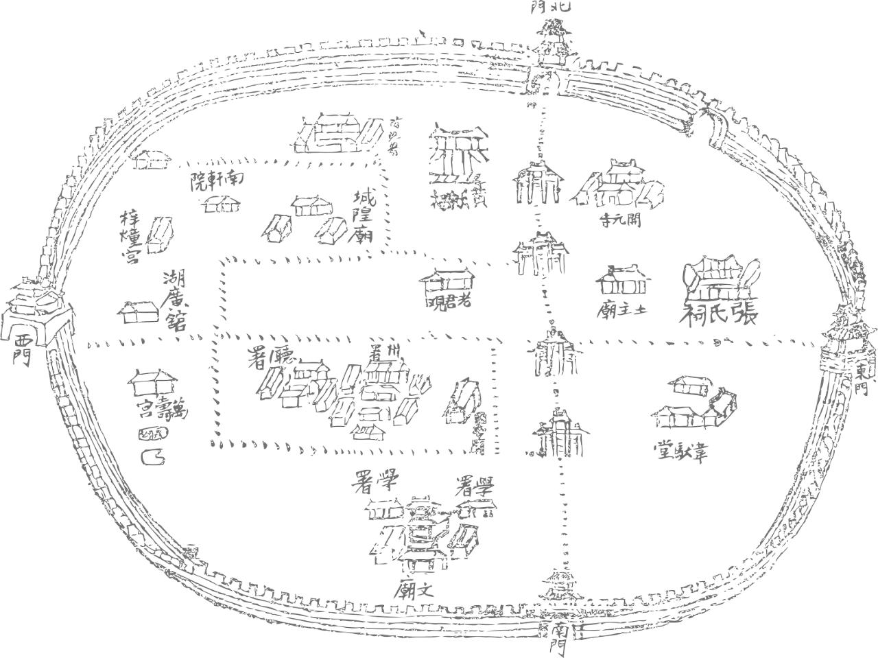 给各位关心爱护广汉的朋友发个清代广汉雒城地图。
图中广汉北门外流过的河流明确标注