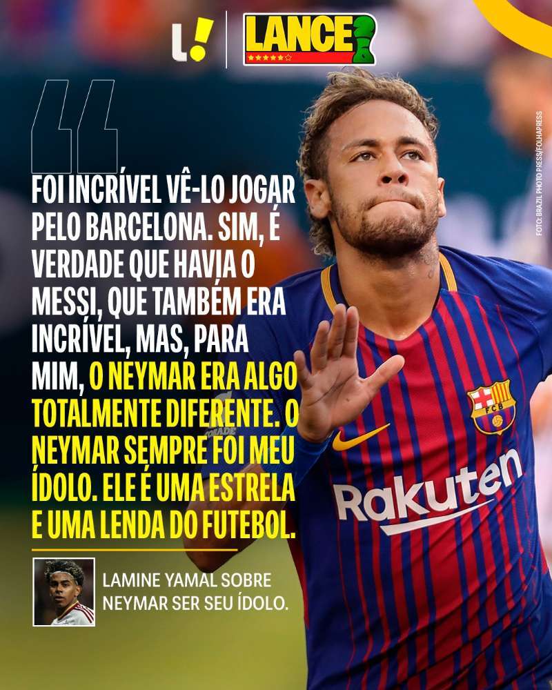 neymar 在接受CNN采访时，拉明·亚马尔坦言内马尔是自己年少时期的足坛偶像