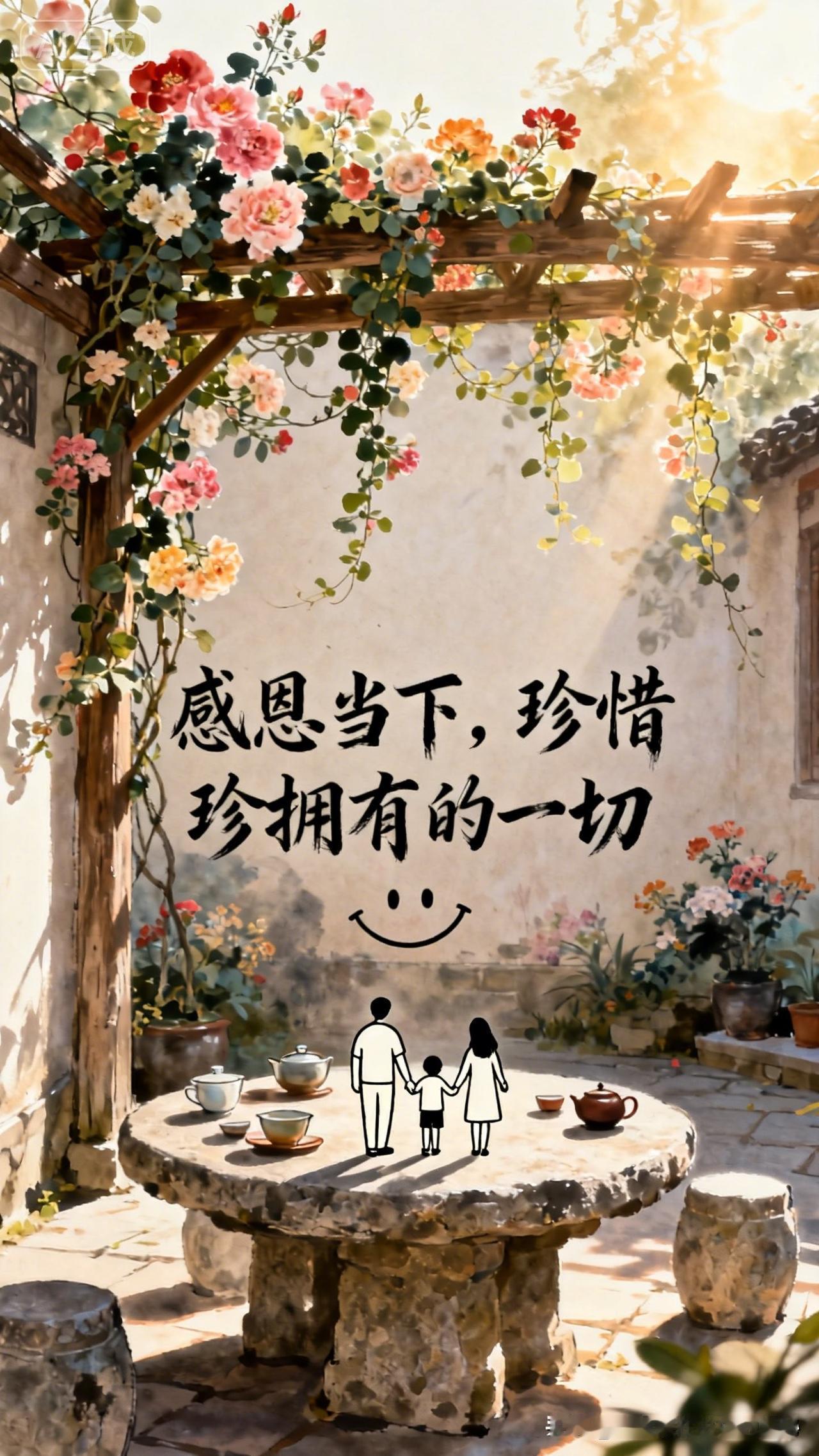 在纷扰的生活中，静下心来，感受身边的美好。感谢家人的陪伴，感恩朋友的关心，感激自