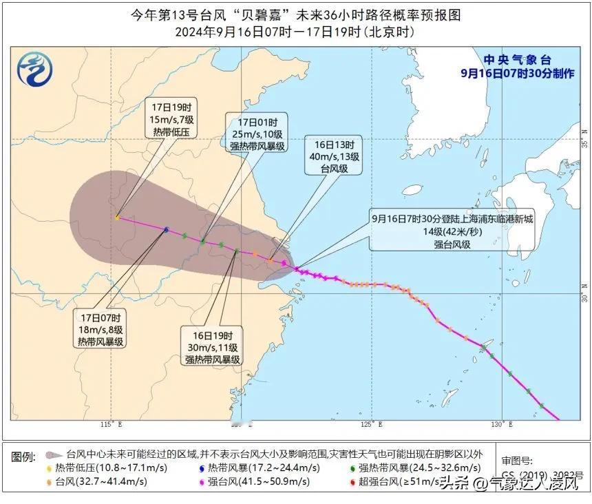 今天早上7点30分 ，贝碧嘉在上海浦东临港新城沿海登陆，中心最大风力14级，42