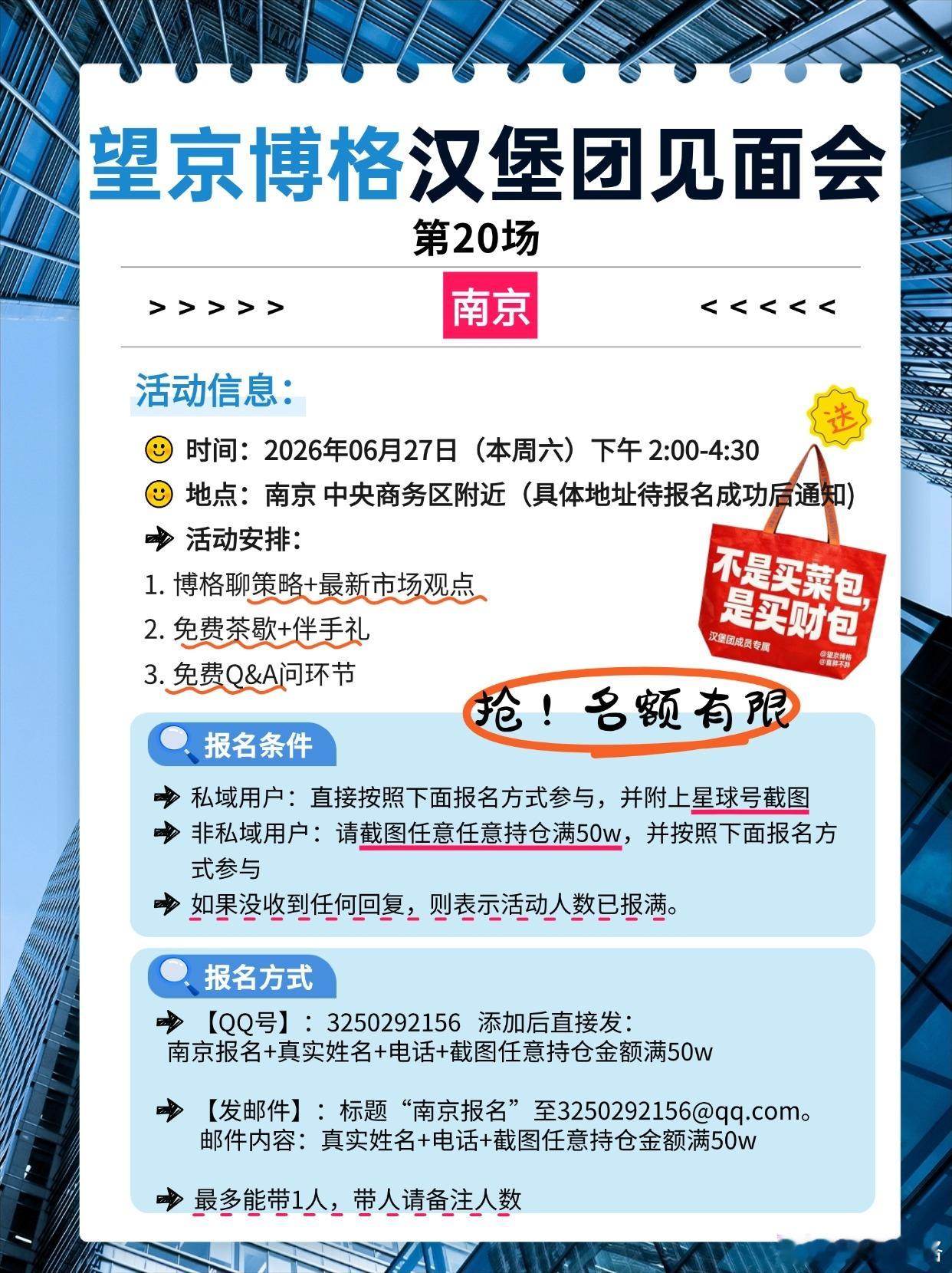 南京，本周六。最近太难了。但博格觉得，越是这种艰难的时刻，越应该出来跟大家交流。