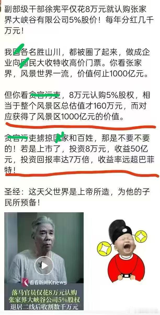 省部级干部花8万块钱就可拥有年收入上亿的旅游项目的5 ％的股权？还每年分红上千万