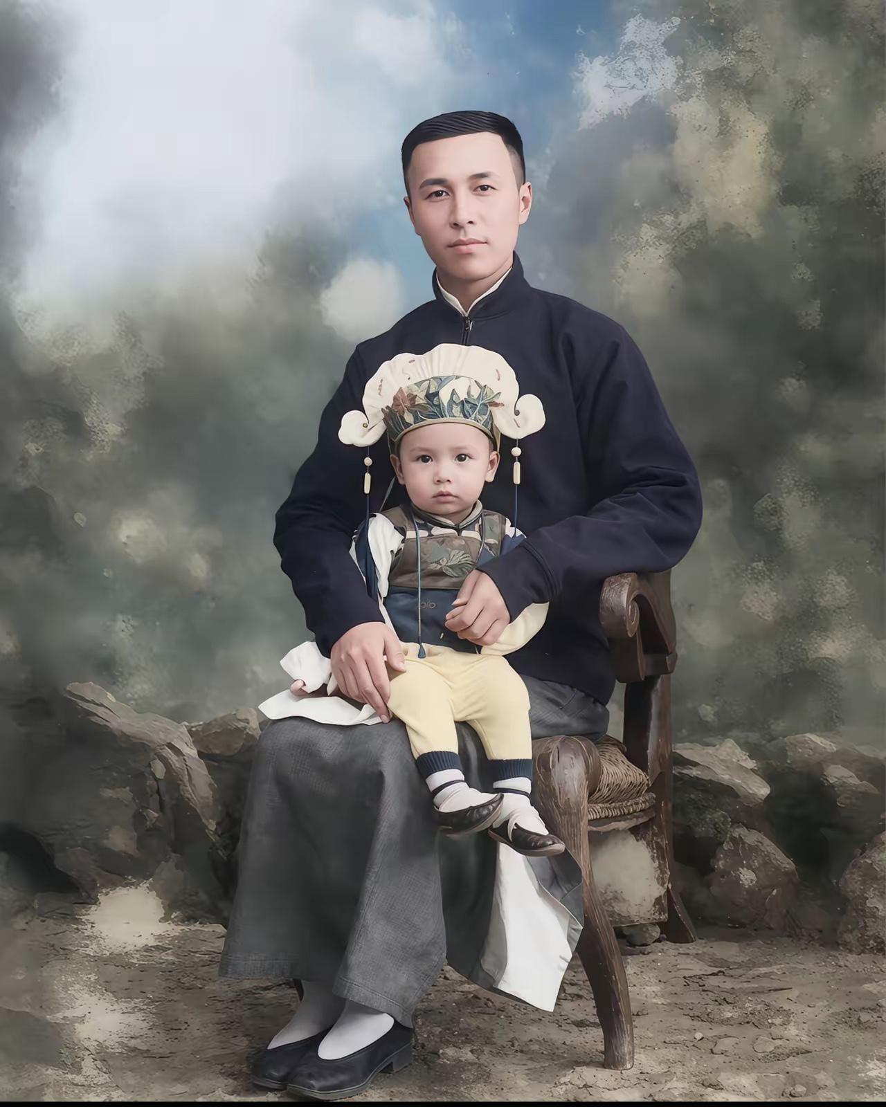 这是拍摄于1912年的一张父子照，钱均夫抱着刚满周岁的儿子钱学森，谁能想到，怀里
