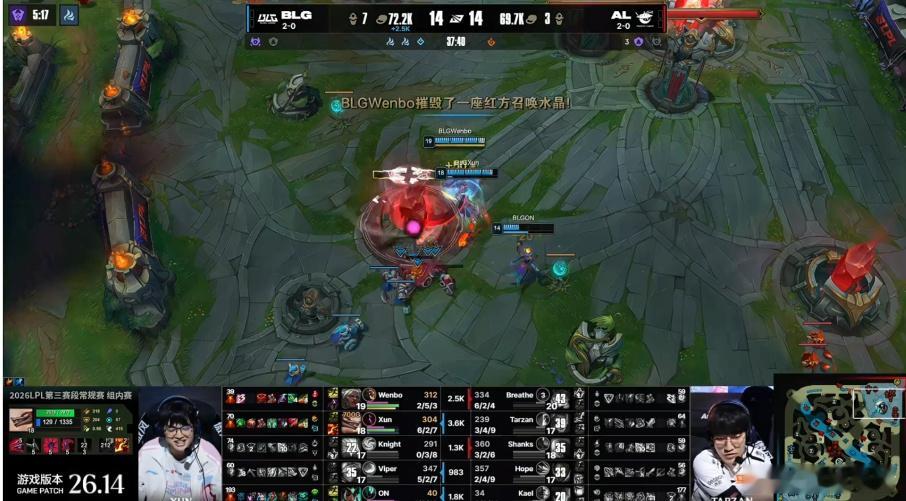 首局BLG 1-0 AL。AL控下大龙后追击过深，反被BLG团灭一波。BLG借势