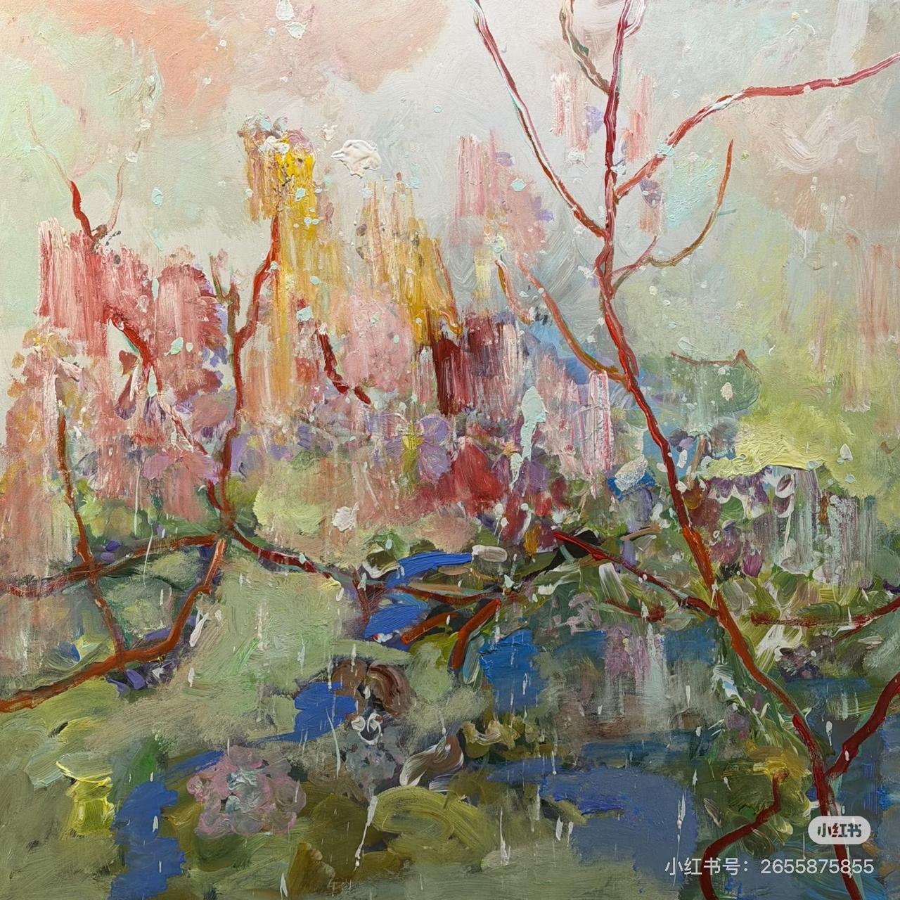 执光而画 丨覆画，即是赴生80 cmX 80 cm

以笔为骨，以红为脉。
我将