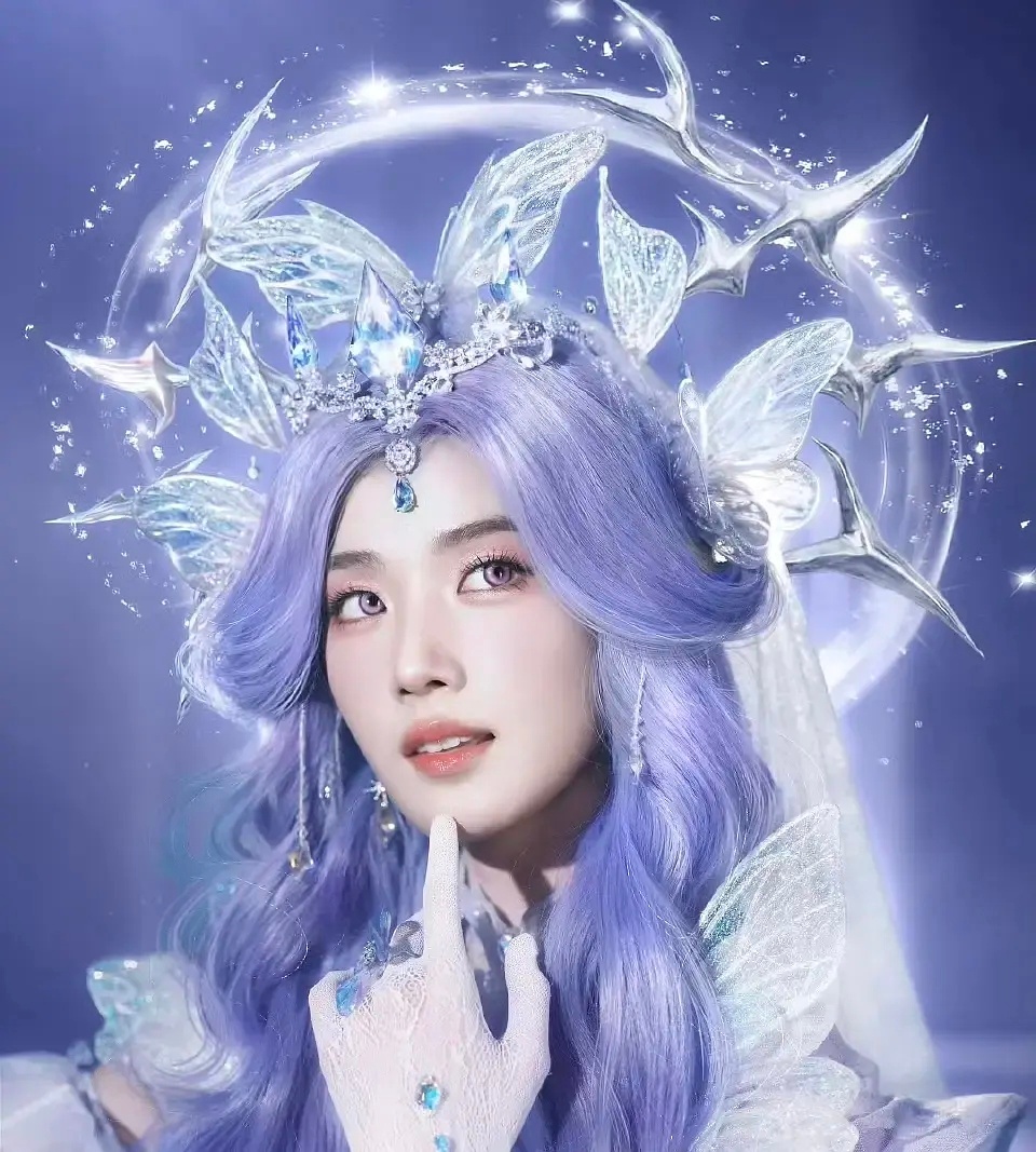 卢昱晓妆造比脸存在感强。 