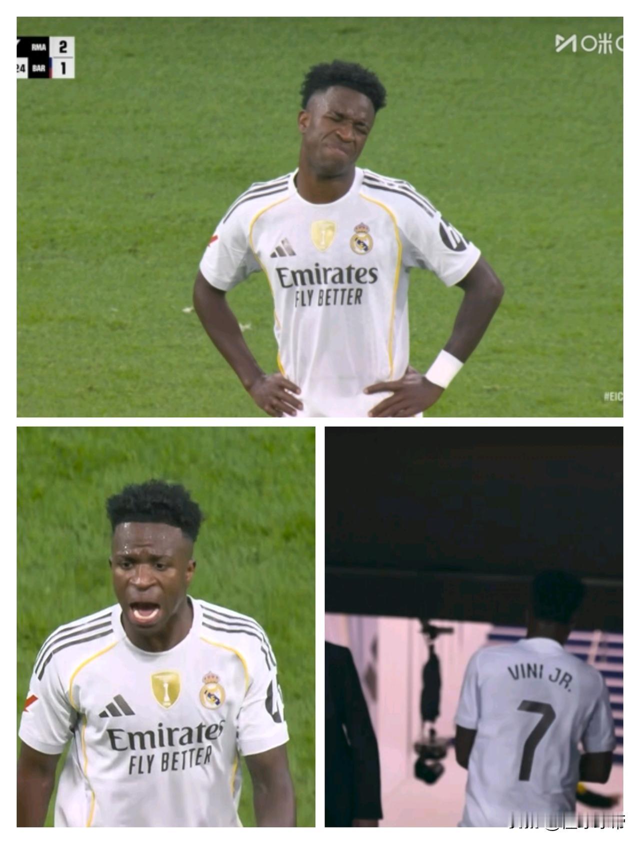 皇马的更衣室要炸锅了，维尼修斯被换下直接暴怒了！

在今晚的西班牙国家德比大战中