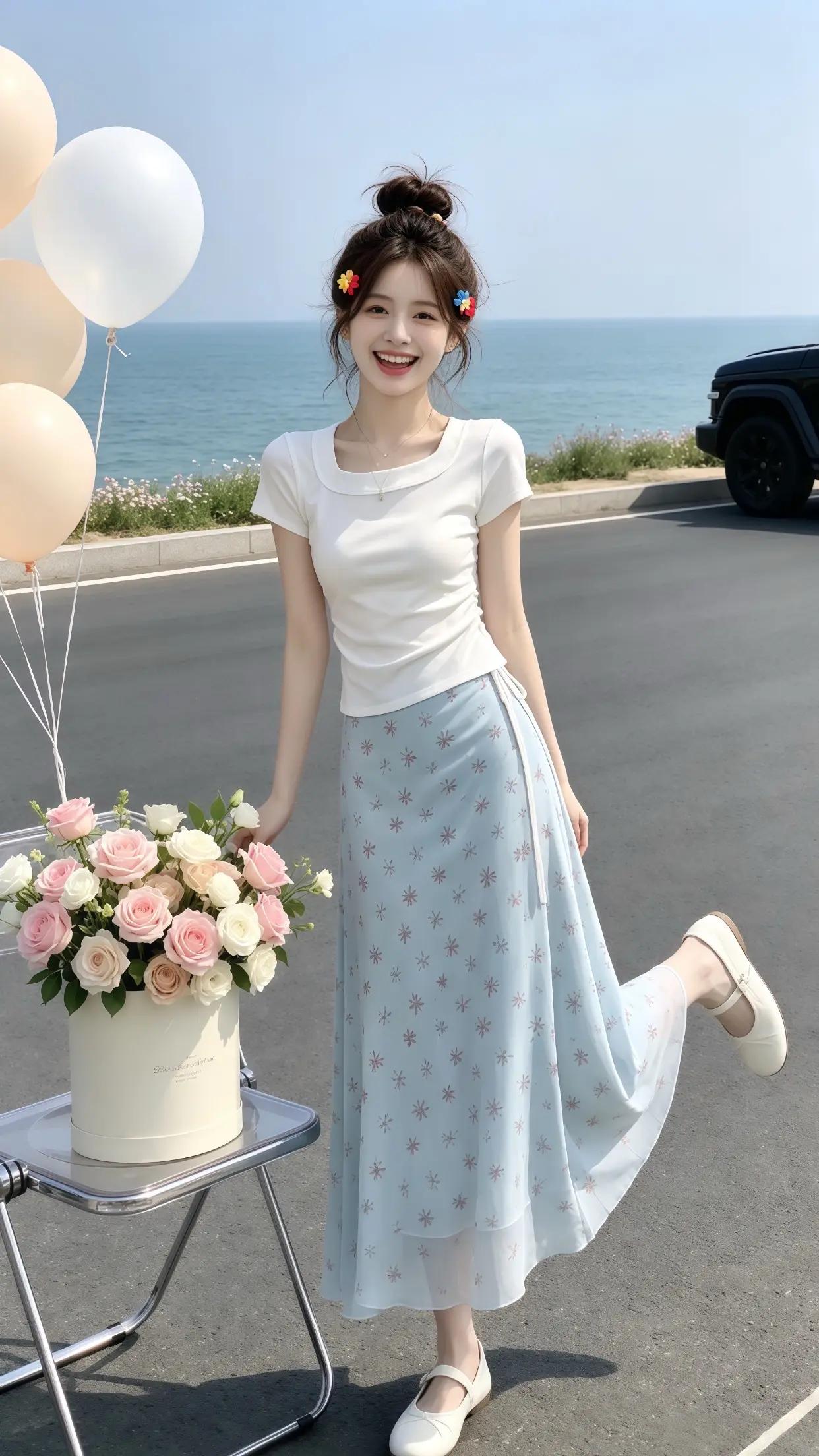 夏季穿搭少女感夏日ootd 法式浪漫假日小碎花半身裙 夏日氛围感穿搭 少女感夏日