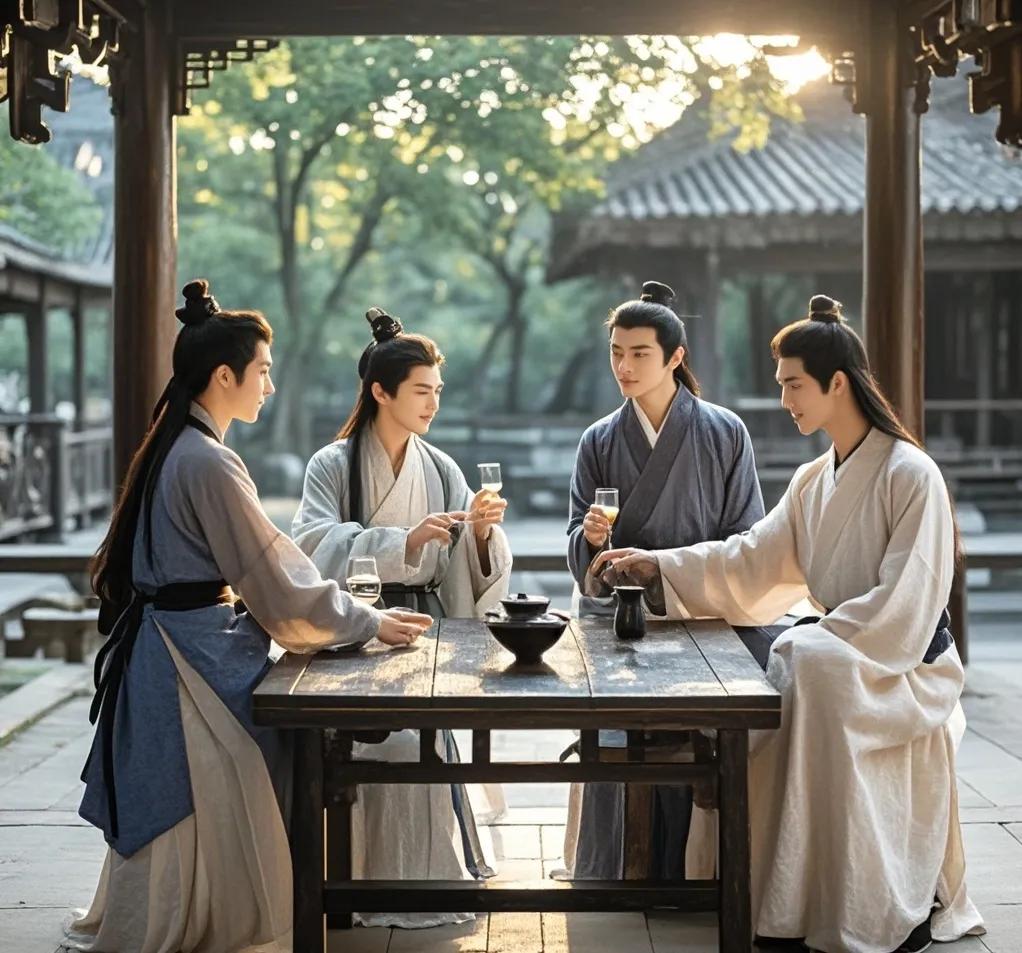 古代的把酒言欢，确是那般真实而令人神往。
 
想象那夜凉如水的庭院，明月高悬，清