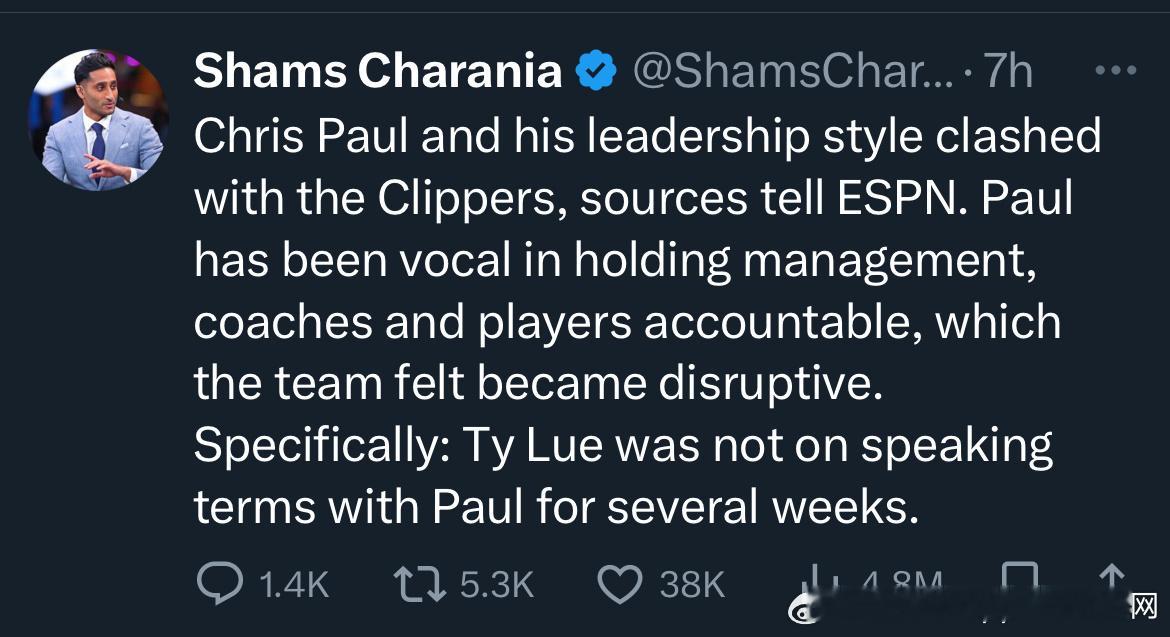 昨天推上几个记者都说shams马上会报道快船和保罗更多的内幕消息，不要急吃瓜就行