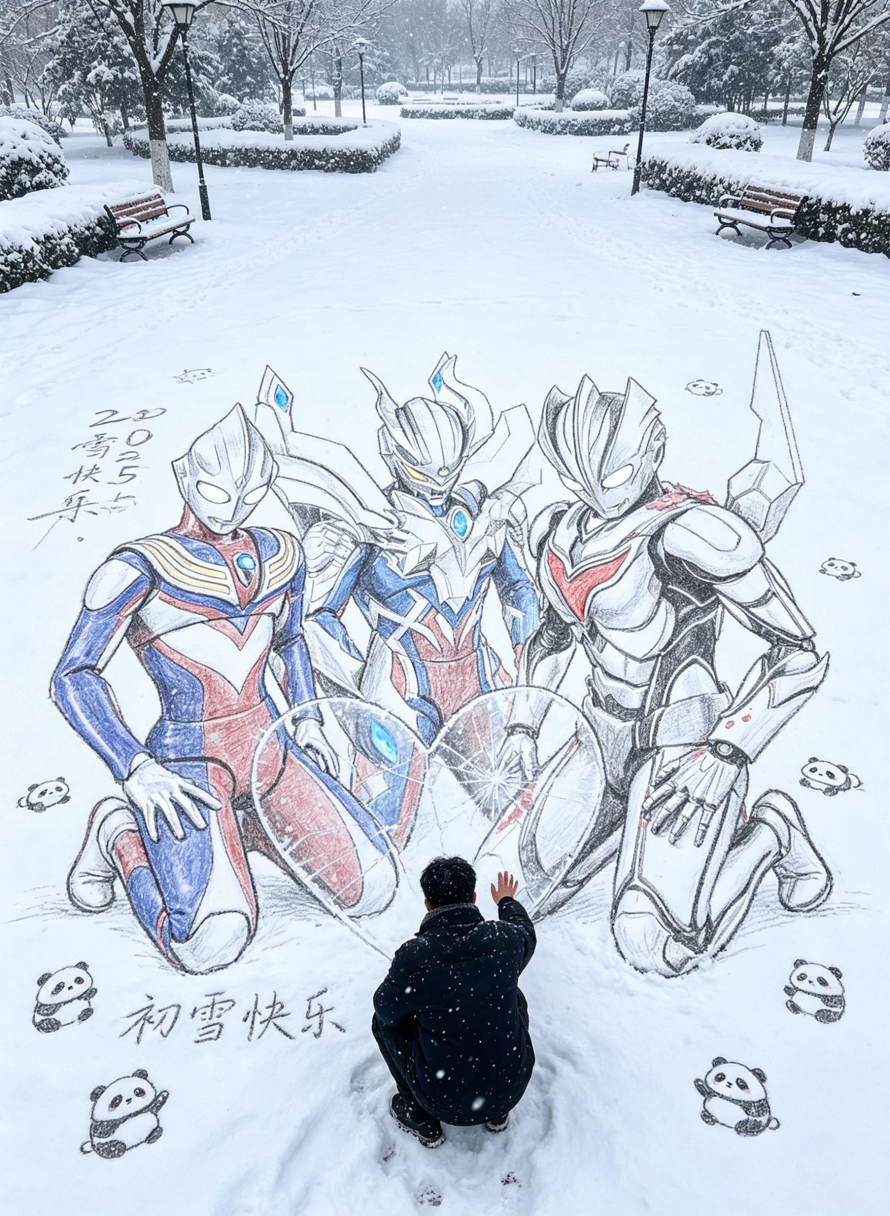 雪绘素描互动效果 奥特曼儿童动画片