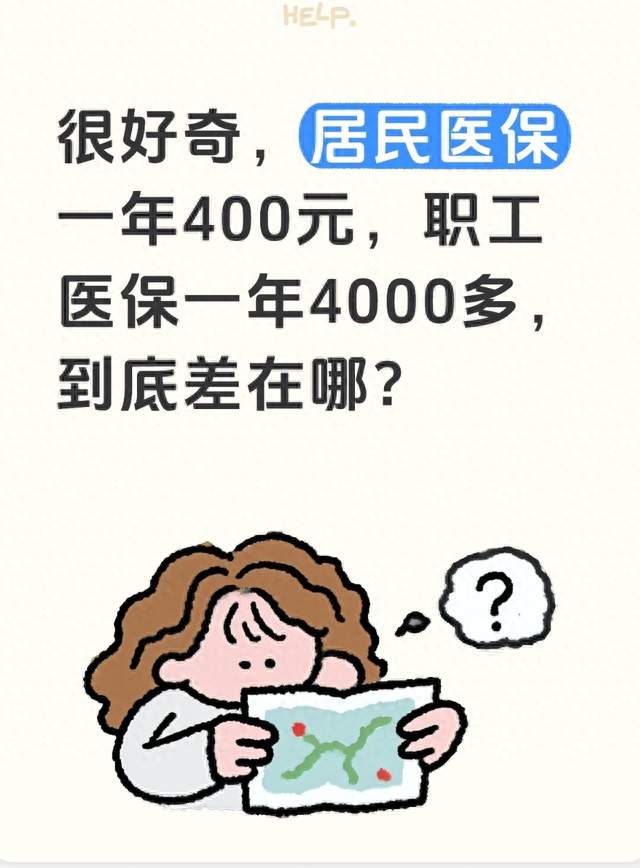 很好奇，居民医保一年400元，职工医保一年4000多，到底差在哪？