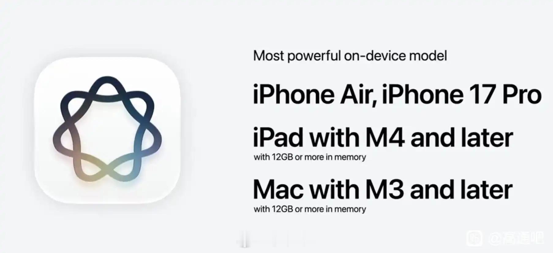 12GB运存以上的设备才能用完整版Siri AI，看来iPhone 18全系标配