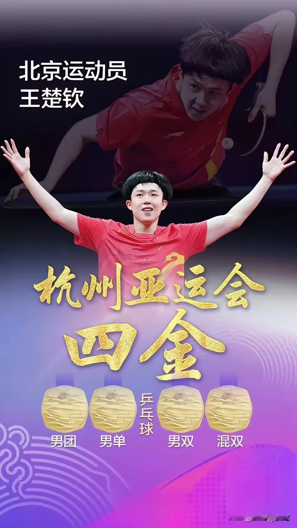 马继华老师发文说，很多大媒体，自媒体都故意弱化王楚钦亚运会4冠王这个事实。他们几