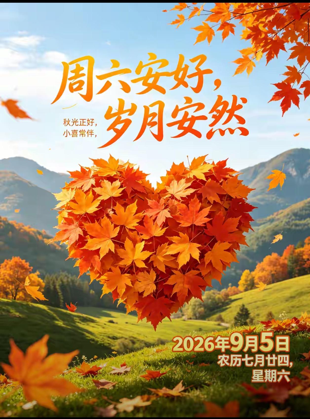 [福]2026./9月5日，周六早安，秋晨万事安，闲日福常临[福]


☘️🍁
