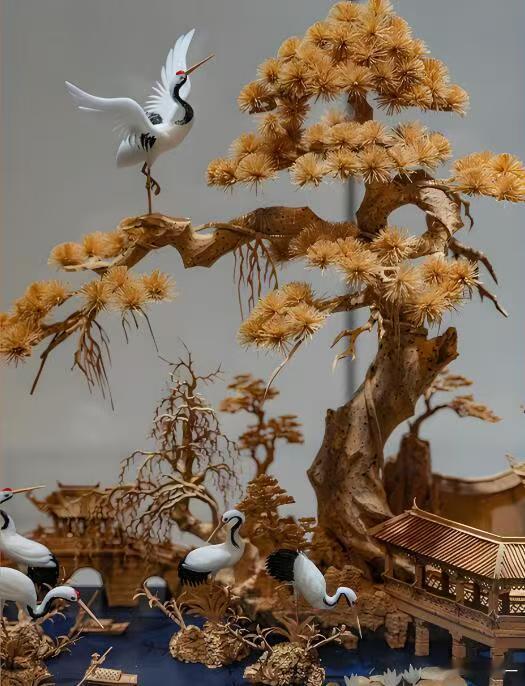 这个顶流发饰太上头了中国人把亭台楼阁戴在头上非遗与时尚碰撞！软木画发饰既有古典韵